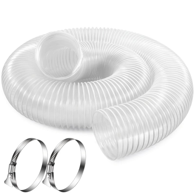 LOSTRONAUT 2.5 Inch x 10 Feet Dust Collection Hose - Flexible Clear PVC Heavy Duty Puncture Resistant Dust Debris Fume Hoses - Reinforced With Coated Wire Helix - Image 1